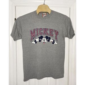 Disney‎ Designs Mens Short Sleeve T-Shirt Grey Large USA Mickey Mouse Read